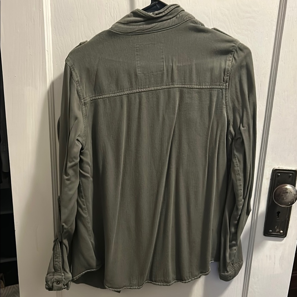 Mossimo Olive Green Button-Up Shirt - Picture 3 of 3